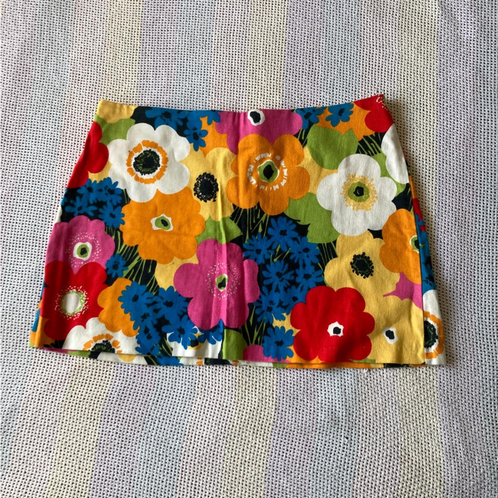 Retro floral flower mini fitted pencil skirt large